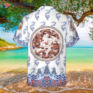 chinoise dragon white hawaiian shirt 1