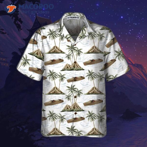 Chris Craft Boat Pattern Hawaiian Shirt, Short Sleeve Sailboat Unique Nautical Shirt