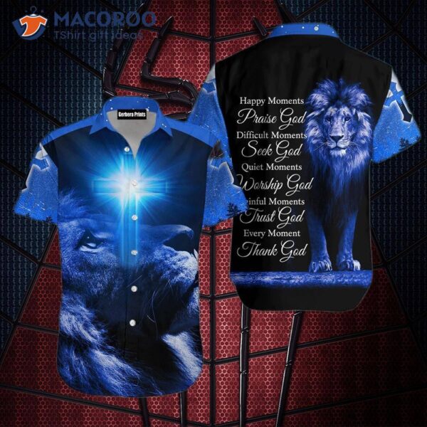 Christian Jesus Blue Cross Lion Hawaiian Shirts