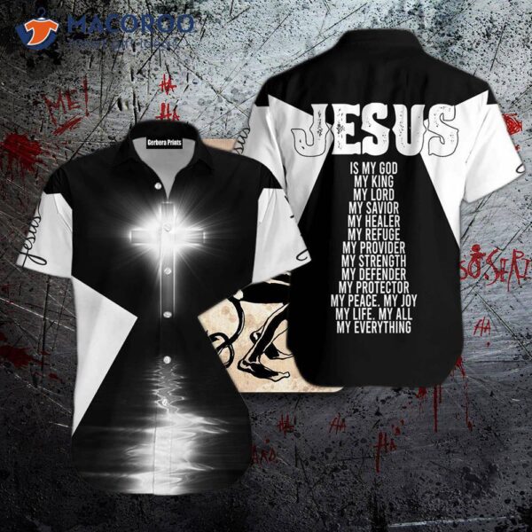 Christian Jesus Cross Black And White Hawaiian Shirts