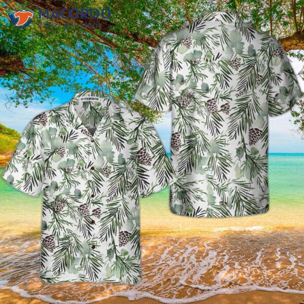 Christmas Aesthetic Watercolor Hawaiian Shirt With A Pine Tree Pattern, The Best Gift For