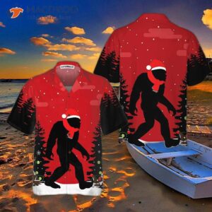 christmas bigfoot in the forest hawaiian shirt funny shirt for 0