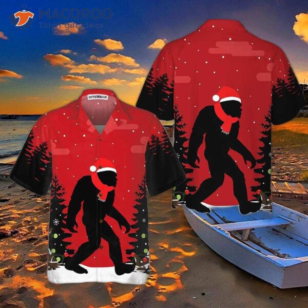 Christmas Bigfoot In The Forest Hawaiian Shirt, Funny Shirt For