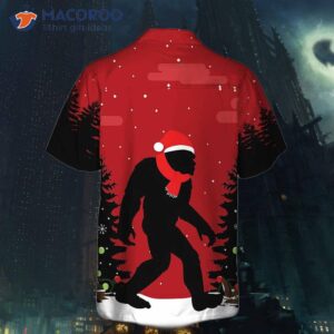 christmas bigfoot in the forest hawaiian shirt funny shirt for 1