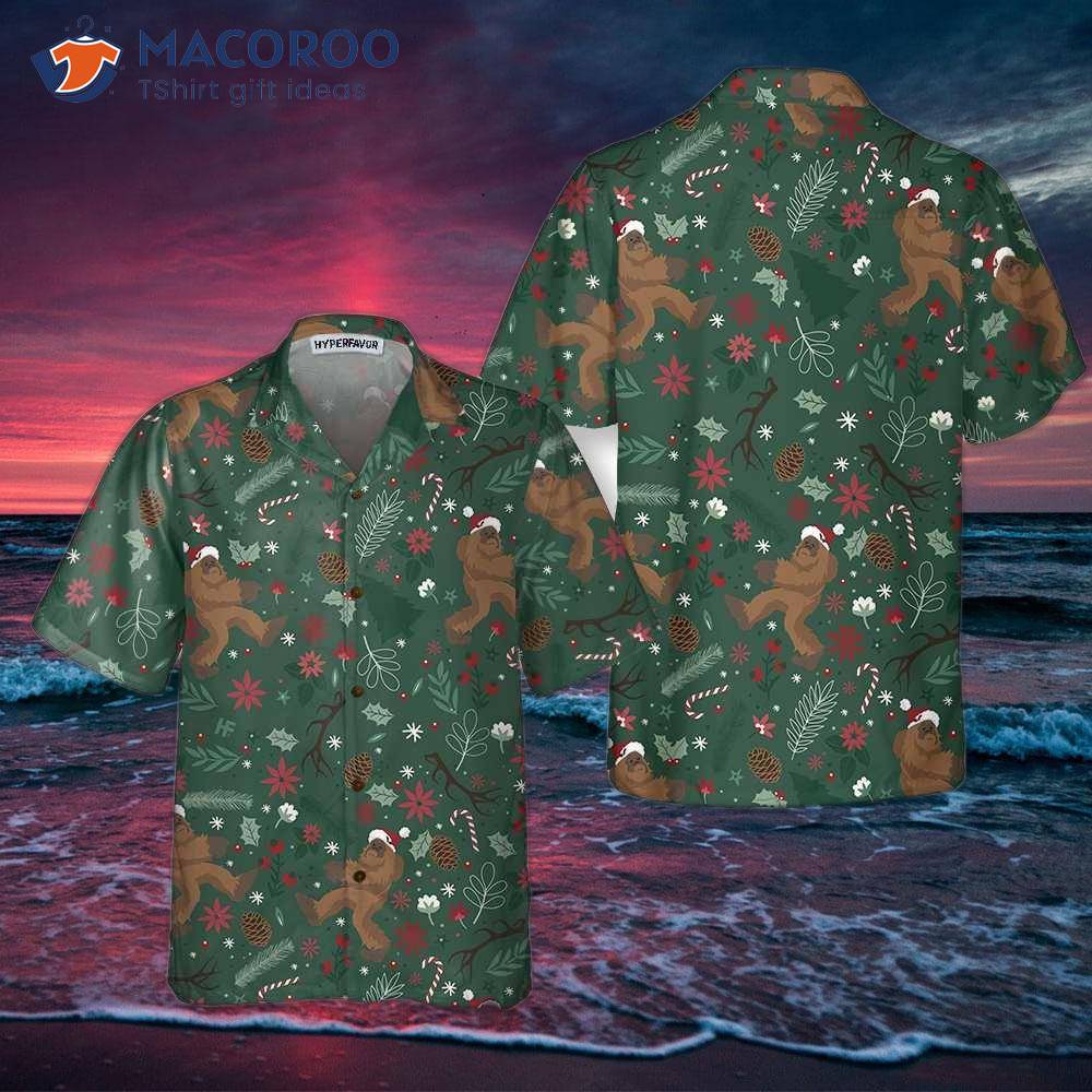 Christmas Bigfoot Pattern Hawaiian Shirt Christmas Bigfoot Pattern Hawaiian Shirt