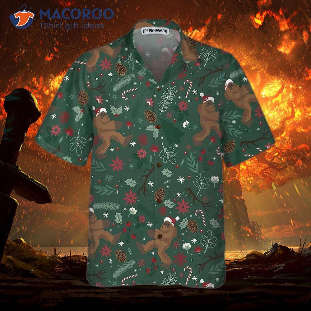 Christmas Bigfoot Pattern Hawaiian Shirt Christmas Bigfoot Pattern Hawaiian Shirt