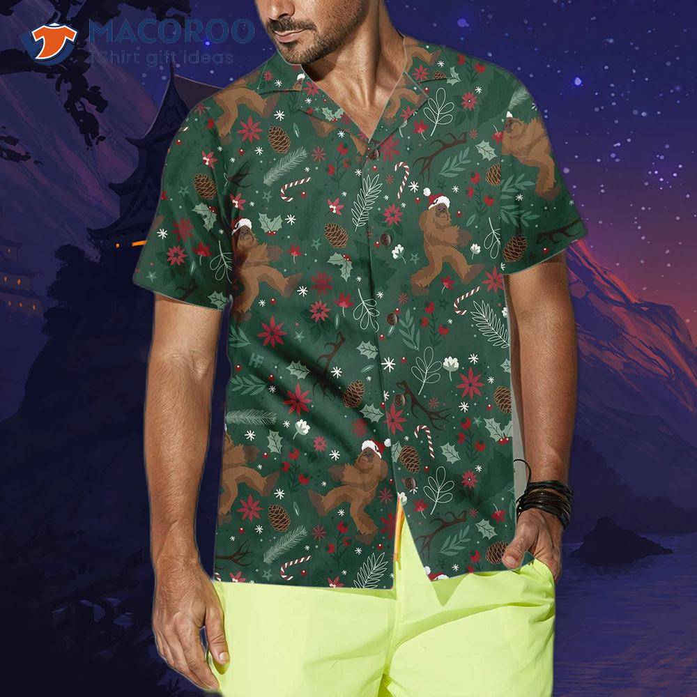 Christmas Bigfoot Pattern Hawaiian Shirt Christmas Bigfoot Pattern Hawaiian Shirt