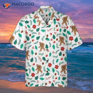 christmas bigfoot sasquatch pattern hawaiian shirt funny best gift for 2