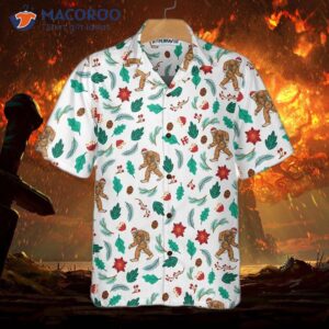 christmas bigfoot sasquatch pattern hawaiian shirt funny best gift for 3