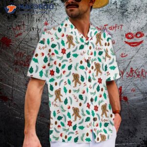 christmas bigfoot sasquatch pattern hawaiian shirt funny best gift for 4
