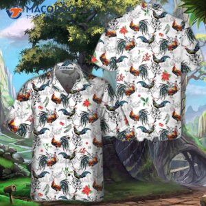 christmas chicken with poinsettia flower hawaiian shirt tropical shirt for 0