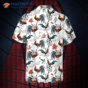 christmas chicken with poinsettia flower hawaiian shirt tropical shirt for 1