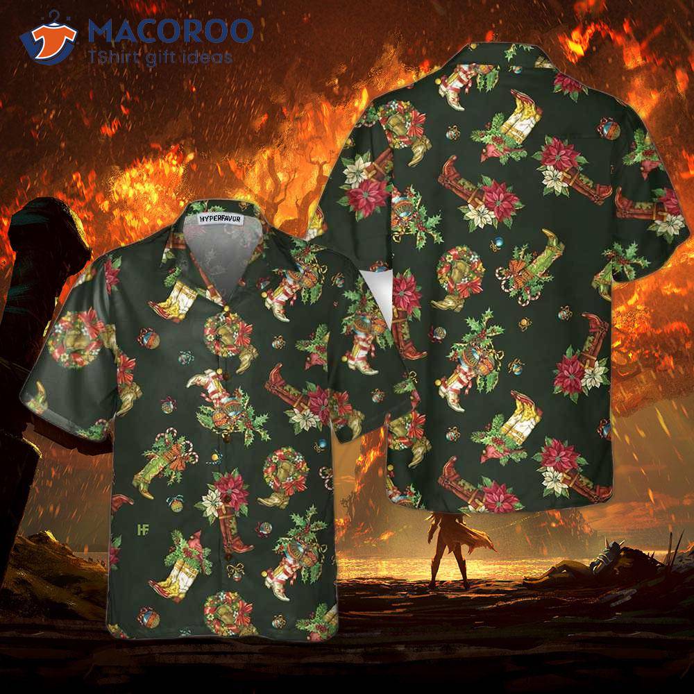 Christmas Cowboy Boots Hawaiian Shirt, Gift For Day Christmas Cowboy Boots Hawaiian Shirt, Gift For Day