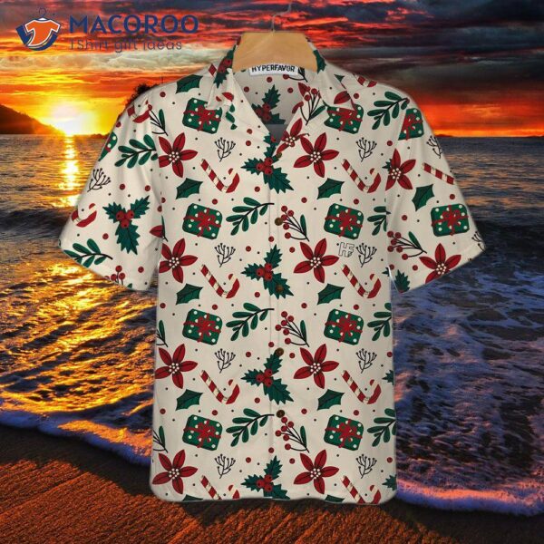 Christmas Elets Seamless Pattern Hawaiian Shirt, Vintage Unique Gift For