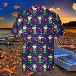 christmas elves on blue hawaiian shirt elf shirt best xmas gift idea 1