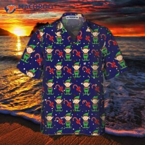 christmas elves on blue hawaiian shirt elf shirt best xmas gift idea 2