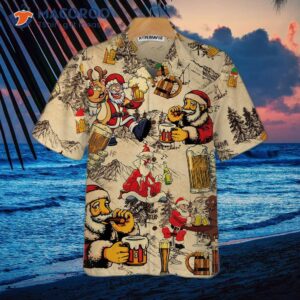 christmas funny drunk santa claus and beer hawaiian shirt gift for 2