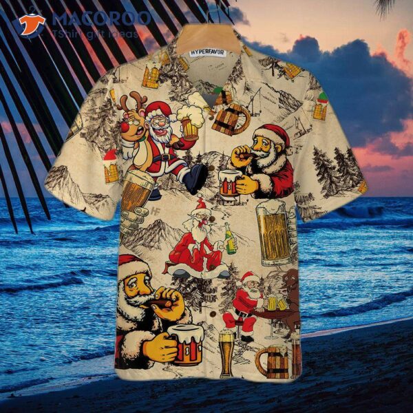 Christmas Funny Drunk Santa Claus And Beer Hawaiian Shirt, Gift For