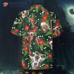 Christmas Goat With Poinsettia Flower Hawaiian Shirt, Funny Shirt