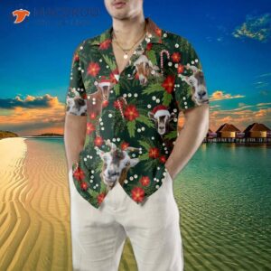 christmas goat with poinsettia flower hawaiian shirt funny shirt 4