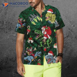 christmas holiday with t rex hawaiian shirt funny dinosaur best xmas gift idea 3