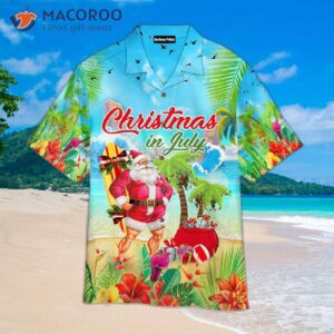 Christmas In July, Funny Santa Claus Tropical-style Hawaiian Shirts.