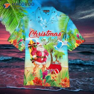 Christmas In July, Funny Santa Claus Tropical-style Hawaiian Shirts.