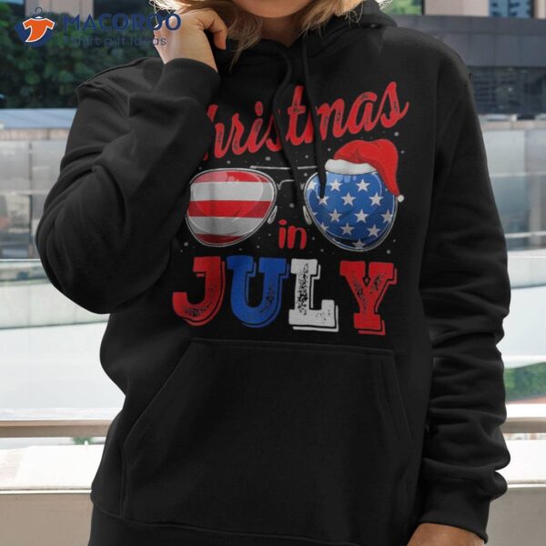 Christmas In July Sunglasess American Flag Santa 4th Of Shirt