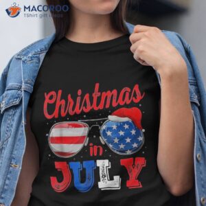 christmas in july sunglasess american flag santa 4th of shirt tshirt