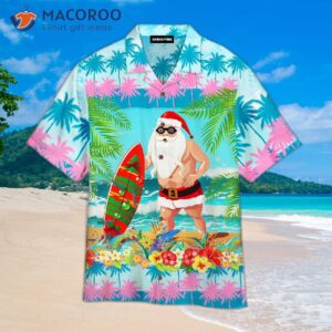 christmas in july with funny santa claus tropical style hawaiian shirts 0