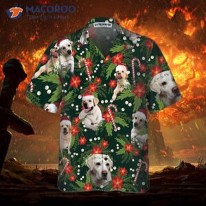 Christmas Labrador Retriever With Poinsettia Flower Hawaiian Shirt, Funny Shirt For & 2 christmas labrador retriever with poinsettia flower hawaiian shirt funny shirt for amp 2