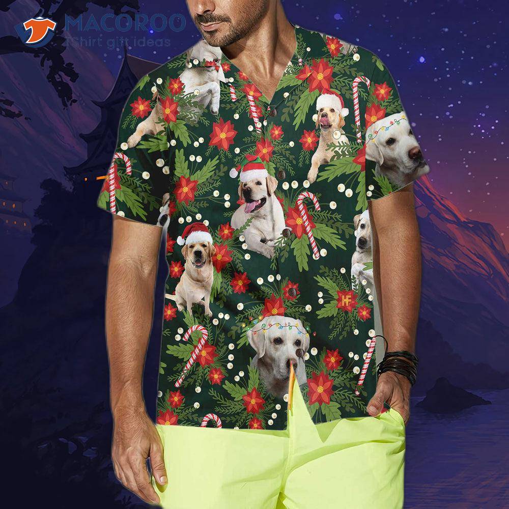 Christmas Labrador Retriever With Poinsettia Flower Hawaiian Shirt, Funny Shirt For & Christmas Labrador Retriever With Poinsettia Flower Hawaiian Shirt, Funny Shirt For &