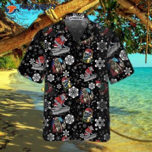 christmas party night with skeletons hawaiian shirt santa skeleton best gift for 2