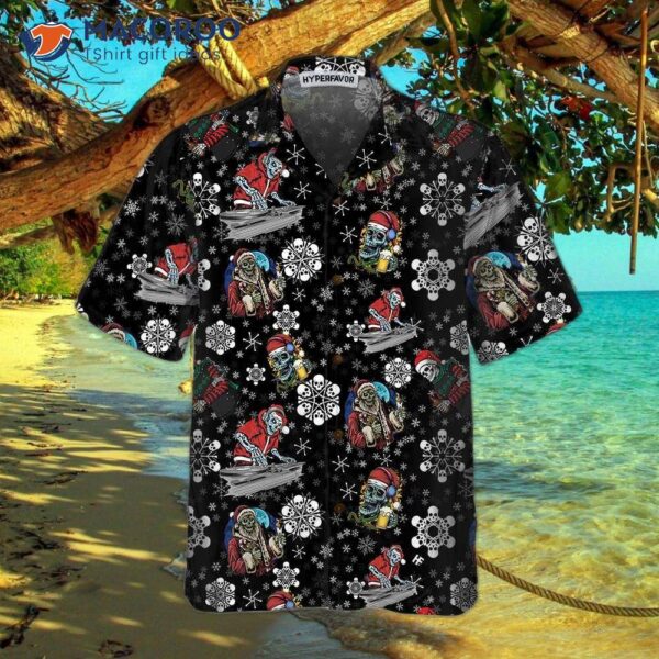 Christmas Party Night With Skeletons Hawaiian Shirt, Santa Skeleton Best Gift For