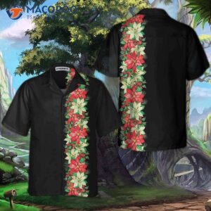 christmas poinsettia flowers and holly berries hawaiian shirt with floral print 4