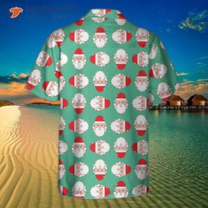 christmas santa claus face seamless pattern hawaiian shirt funny christmas themed shirt 1