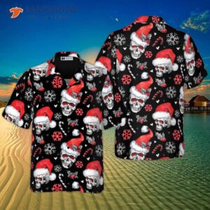 Christmas Skulls With Candy Canes Hawaiian Shirt, Skull Shirt For