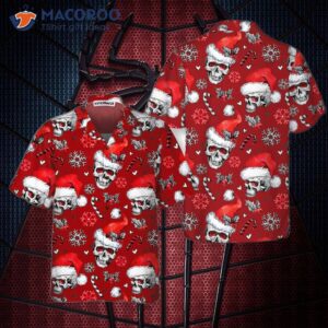 christmas skulls with candy canes red version hawaiian shirt skull shirt for 0