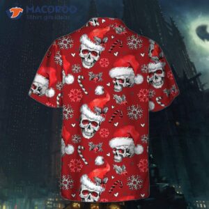 Christmas Skulls With Candy Canes Red Version Hawaiian Shirt, Skull Shirt For
