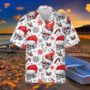 christmas skulls with candy canes white version hawaiian shirt skull shirt for 2