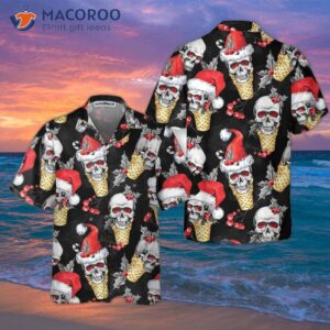 christmas skulls with waffle cone hawaiian shirt funny skull best gift for 0