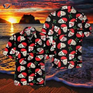 Christmas Sugar Skull Seamless Pattern Hawaiian Shirt, Funny Santa Claus Best Gift For