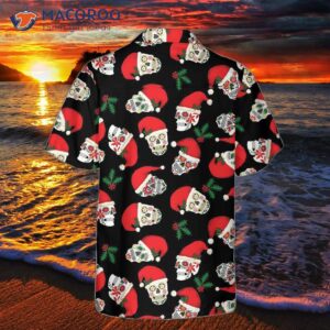 christmas sugar skull seamless pattern hawaiian shirt funny santa claus best gift for 1