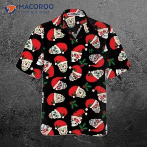 christmas sugar skull seamless pattern hawaiian shirt funny santa claus best gift for 2