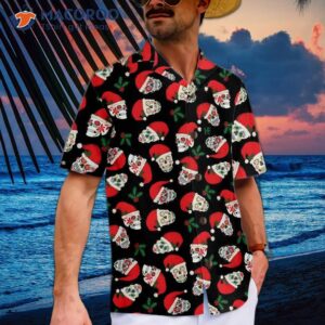 christmas sugar skull seamless pattern hawaiian shirt funny santa claus best gift for 3