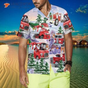 christmas truck hawaiian shirt red best gift 3