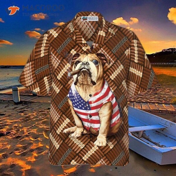 Cigar And American Bulldog Shirt For Hawaiian