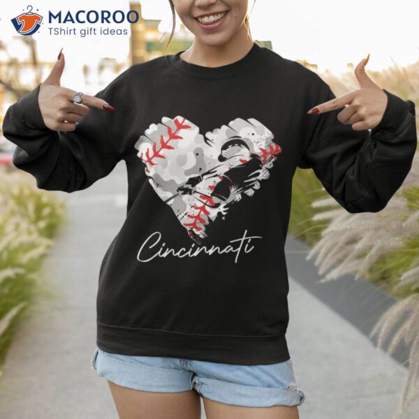 Cincinnati Baseball Heart Camo Graphic Fans Shirt