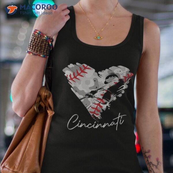 Cincinnati Baseball Heart Camo Graphic Fans Shirt