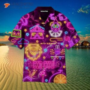circus purple tropical hawaiian shirt 0